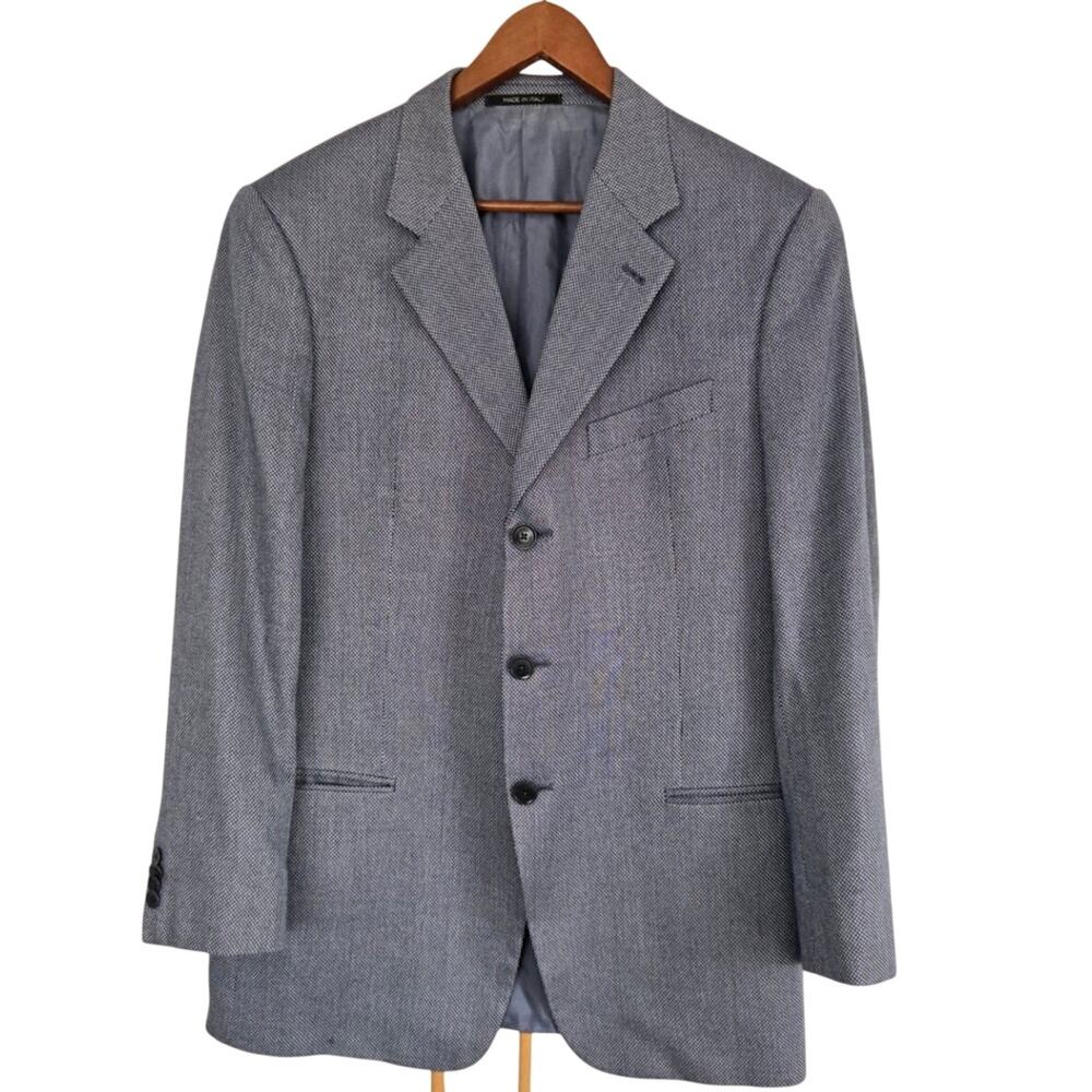 Armani Slate Blue Suit Jacket  Wool/Silk/Cashmere Blend Made in Italy Size 42R